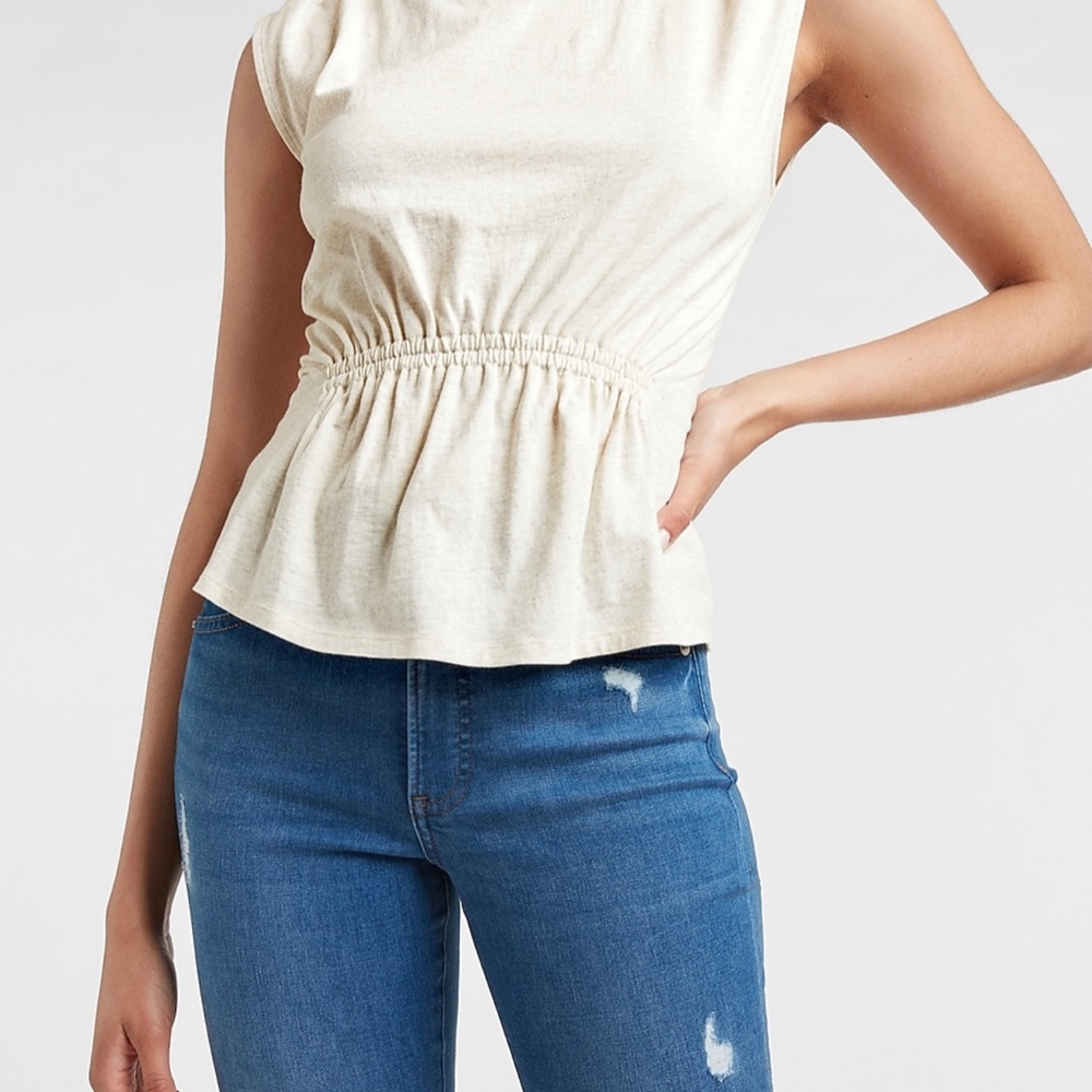 Express Light Blue Cinched Front Tank